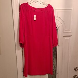 Talbots Red Dress with Lace Detail